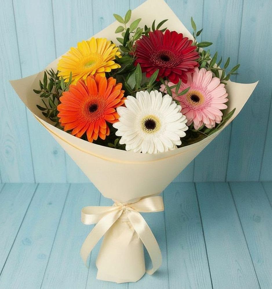 Букет цветов из: Герберы в Загорьевские дали