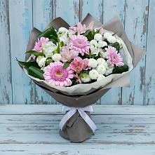 Букет цветов из:  Герберы, Альстромерии и Хризантемы в Загорьевские дали