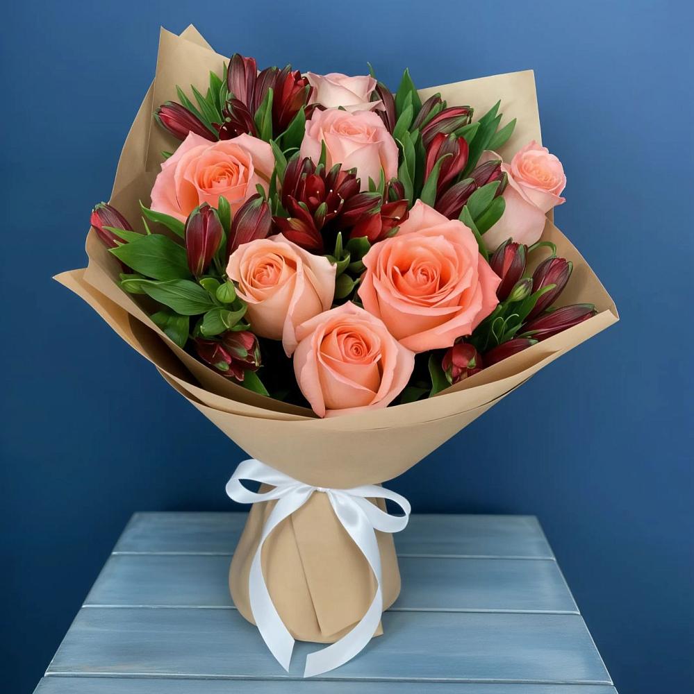 Букет цветов из: Розы и Альстромерии в Загорьевские дали