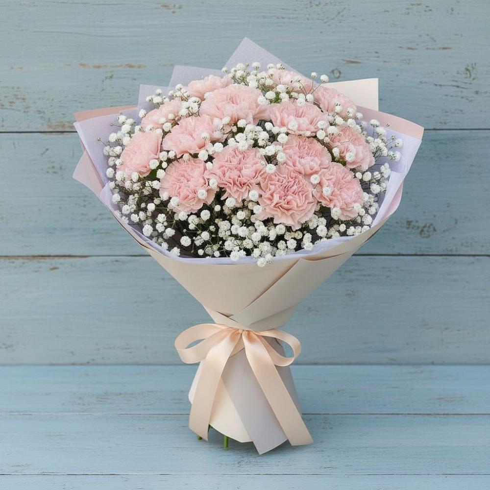 Букет цветов из: Гвоздики в Загорьевские дали