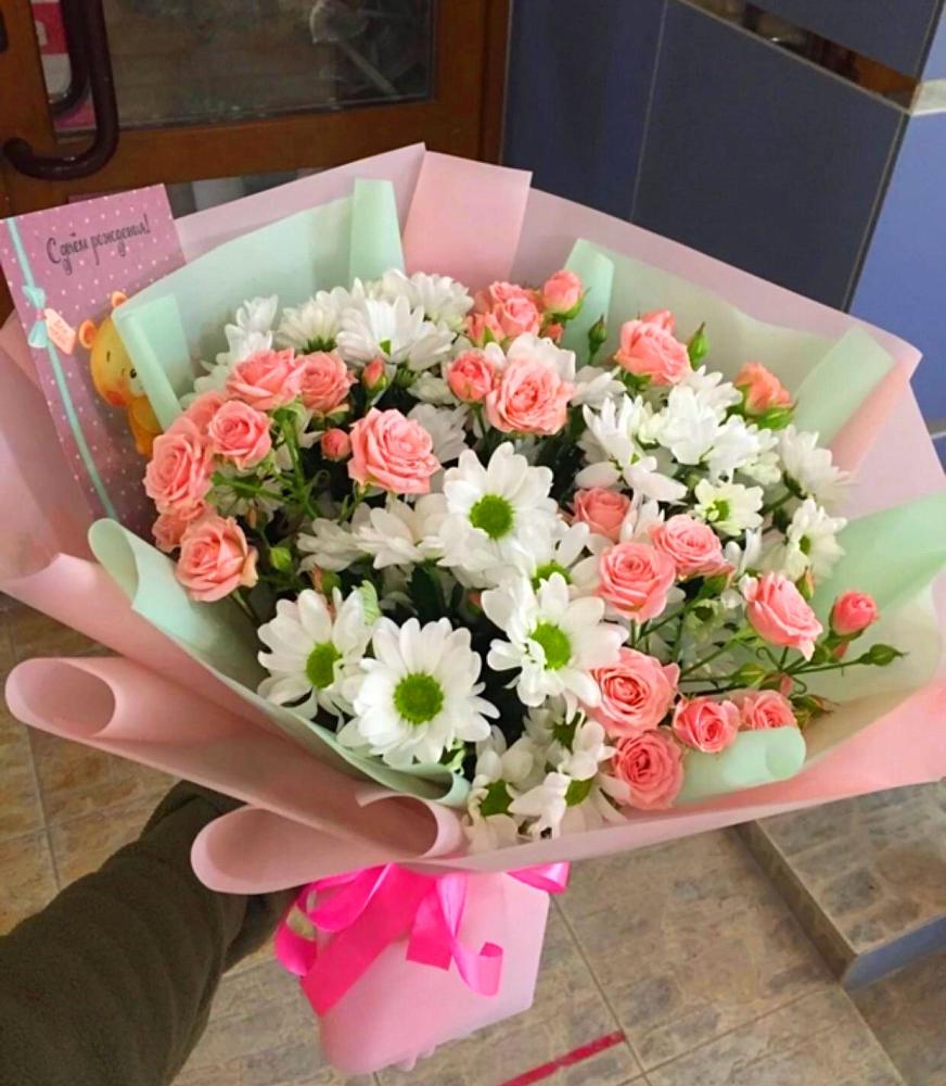 Букет цветов из: Розы и Хризантемы в Загорьевские дали