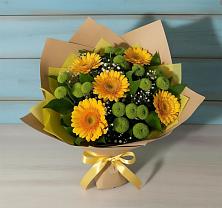 Букет цветов из:  Герберы и Хризантемы #REPLACE_PRED# Загорьевские дали