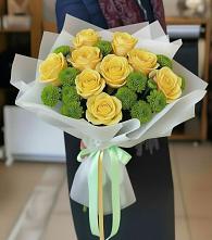 Букет цветов из:  Хризантемы и Розы в Загорьевские дали