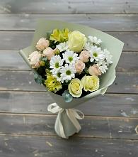 Букет цветов из:  Альстромерии, Розы и Хризантемы в Загорьевские дали