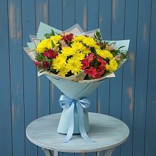 Букет цветов из:  Альстромерии и Хризантемы в Загорьевские дали